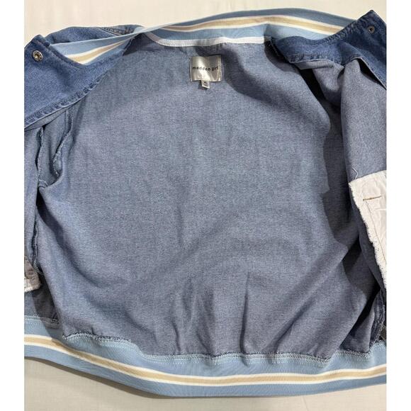 NWT Madden Girl Denim Varsity Bomber Jacket Size XL - Picture 7 of 14